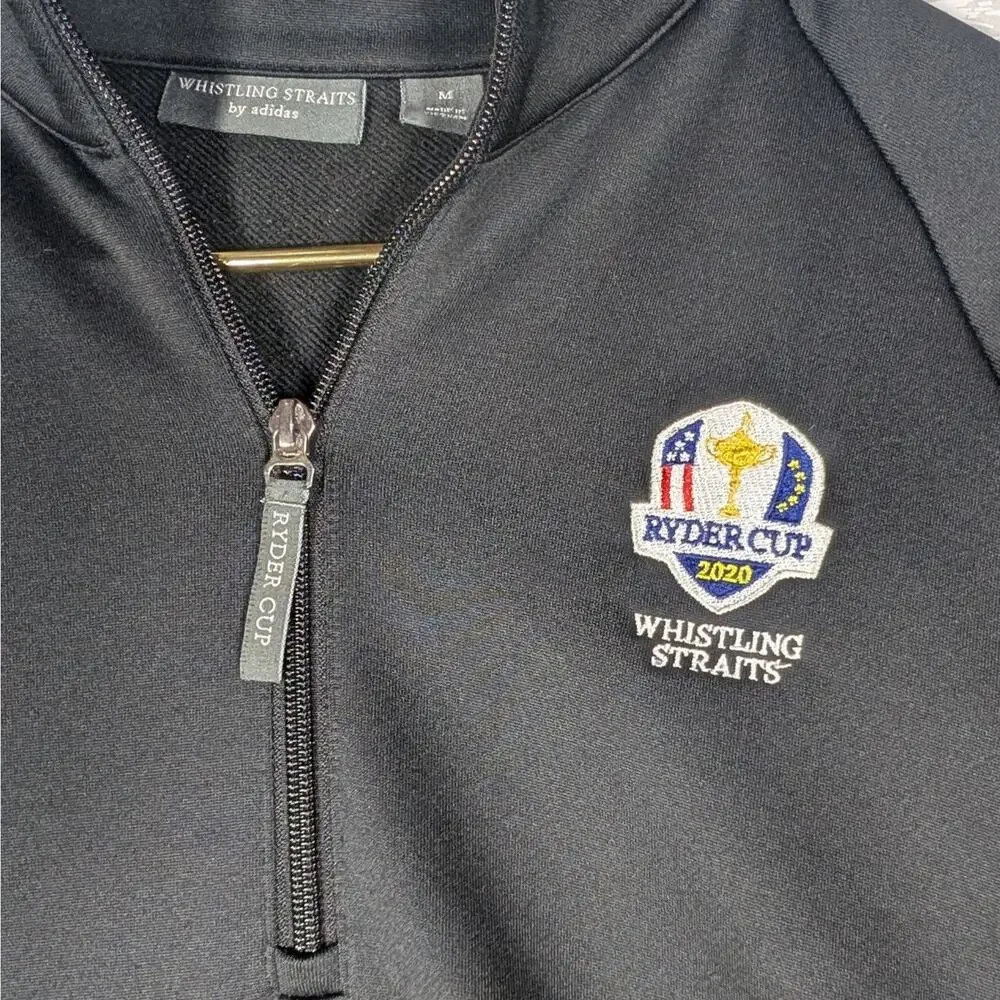 Adidas Whistling Straights 1/4 Zip Pullover Mens Medium Black Ryder Cup